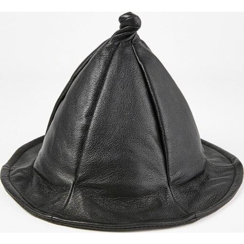 H7598 Men Women Sheepskin Fedoras Hat Male Genuine Leather Spring Autumn Vintage Black Cap Casual High Quality Warm Fashion Hats