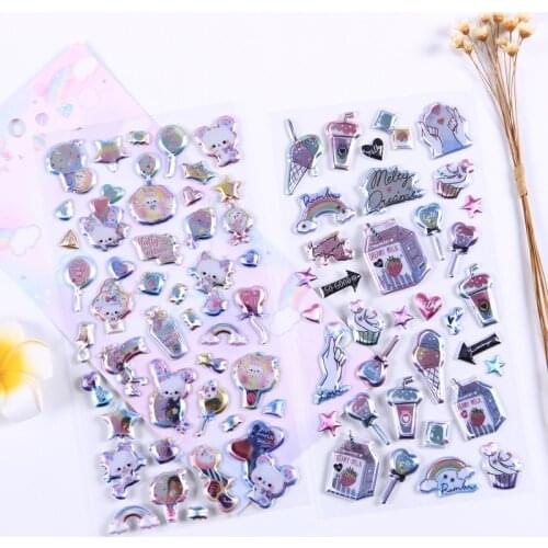 1pcs Kawaii Stationery Stickers 3D Sweet Animals Travel Diary Planner Decorative Mobile Stickers Scrapbooking DIY Craft Stickers