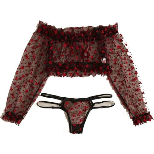 Top Fashion Sexy Lace Short Top Thong Suit WomenS Underwear Hollow Briefs