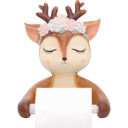 European-style resin sika deer roll paper holder home bathroom tissue box creative shelf hanging free punching home decoration