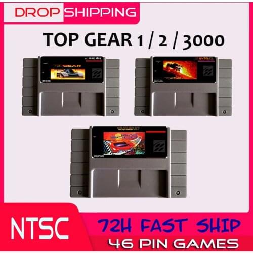 High Quality 16 Bit Top Gear 1 2 3000 NTSC Big Gray Game Card For USA Version Game Players