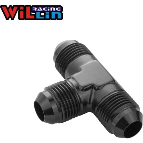WILLIN - 2pcs/pack AN3 4 6 8 10 12 Aluminum Male AN Flare Tee T Piece Adaptor Adapter Fittings All Male Black -824