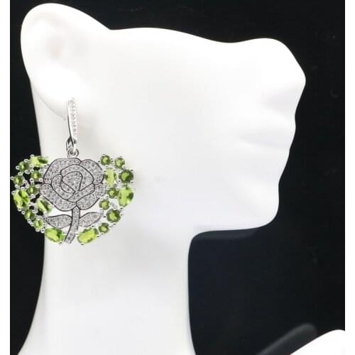 66x31mm Fancy long Big Created 20g Pink Tourmaline Golden Citrine CZ For Women Engagement Silver Earrings