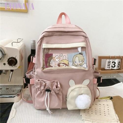 Korea Style Female Student Laptop Backpack Cute Fashion Book Schoolbag Women Kawaii Backpacks Harajuku Girl Mesh College Bag