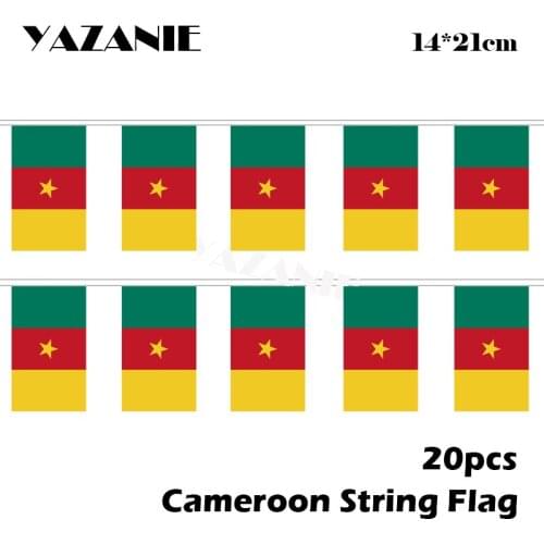 YAZANIE 14*21cm 20PCS 5Meter Cameroon String Flag Small World Country Bunting Banner for Birthday Wedding Party Decoration