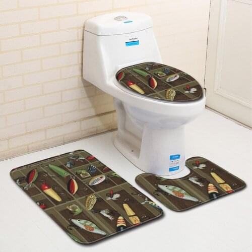 Toilet Seat Cover Water Absorption 3Pcs Set Carpets Modern Decoration Home Bathroom Anti-Slip Floor Mats Printing Pattern Rug