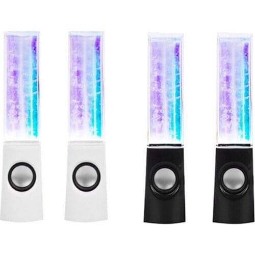 4PCS LED Light Speakers Dancing Water Music Fountain Light for PC Laptop for Phone Desk Stereo Speaker White & Black