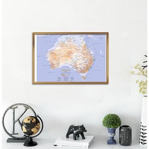 59*42cm Terrain and Traffic Route Map of The Australia Canvas Painting Wall Art Poster School Supplies Classroom Home Decoration