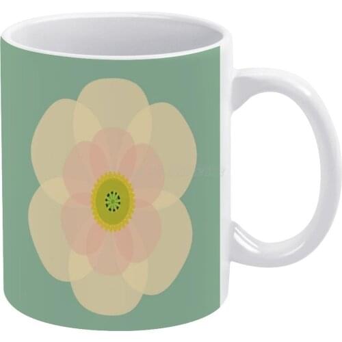 MCM Thea White Mug Vintage Mug New Unisex Size Mug Camelia Pattern Scandinavian Blue Pink Flower Green 197 196 Nature