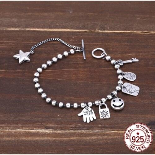 100% S925 sterling silver bracelet retro personality fashion classic jewelry punk style cross shape send lovers gift 2018 new