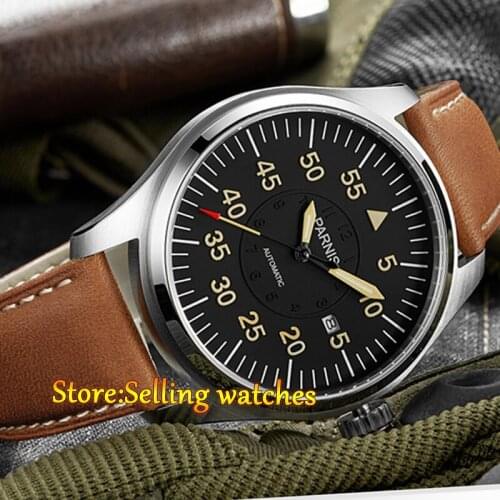 Parnis 44mm Black Dial Miyota Automatic men watch Sapphire crystal automatic mens watch