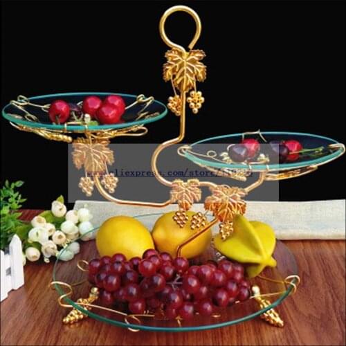 European three-layer tempered glass fruit plate Hotel ktv modern fruit plate creative multi-layer living room candy plate
