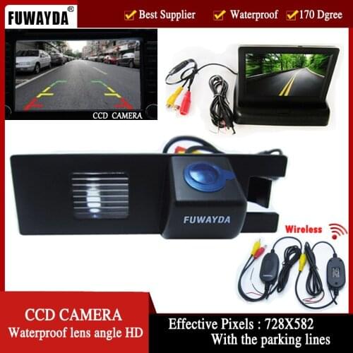 FUWAYDA Wireless Car CCD Rear View Camera for OPEL Astra H/Corsa D/Meriva A/Vectra C/Zafira B,FIAT Grande 4.3InchMonitor HD