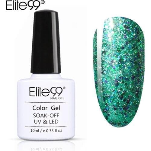 Elite99 Super Glitter Starry Gel Nail Polish Soak Off Top Base Coat UV LED Gel Polish Little Glitter Sequins Gels for Nail Art