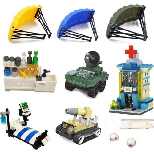 City Military Sets Toy Hobbies MOC Blocks Accessories Hospital parachute Toys For Children Cities Military Educational Toys