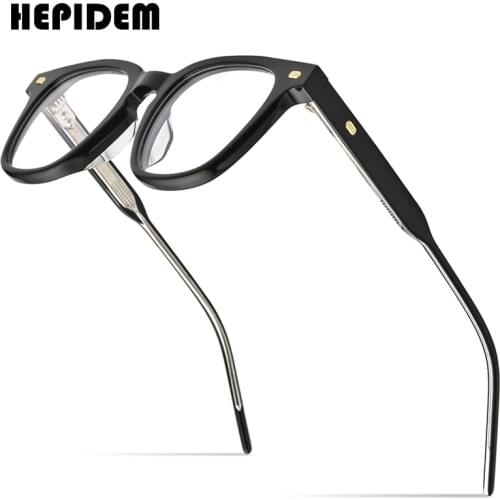 HEPIDEM Acetate Glasses Frame Men Oversize Transparent Square Eyeglasses Women Optical Prescription Spectacles Eyewear KUBO