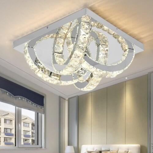 Crystal Ceiling Lamp Modern Led Rectangle Light For Living Room Bedroom Luxury Cristal Lighting Fixture Home Decor Lustre Chrome