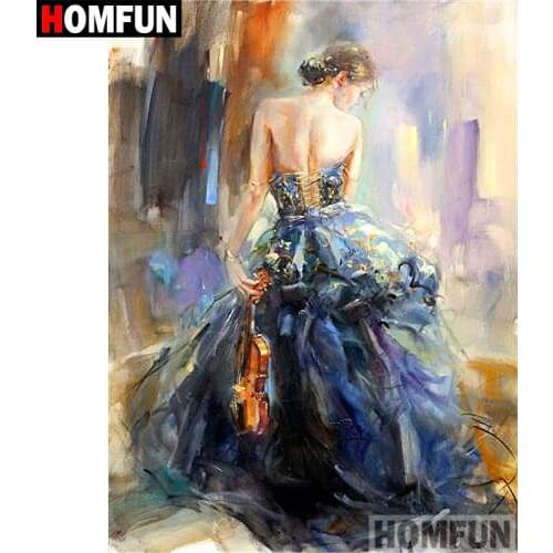 HOMFUN 5D DIY Diamond Painting Full Square/Round Drill "Violin girl" Embroidery Cross Stitch gift Home Decor Gift A09281