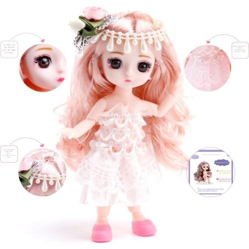 Kawaii Bjd Dolls For Girls Fashion Mini1/12Babies Wreath Headwear Full Set Princess Makeup Clothes DIY Toys For Childrens Gift