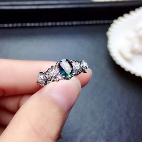 Clear blue natural Sapphire gemstone ring for beauty silver fine jewelry natural gem fashion ring birthday engagement ring gift