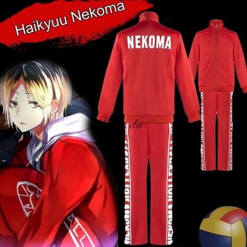Haikyuu Nekoma Jacket Pants Uniform Kuroo Tetsurou Kenma Kozume Cosplay Costume Volleyball Anime Red Sportswear Uniform