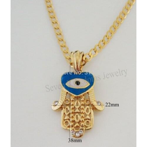 NEW GREAT - YELLOW GOLD OVERLAY 24" CUBAN NECKLACE & EVIL EYE CZ STONE ENAMEL PENDANT HANGS 1.5" /Money Maker