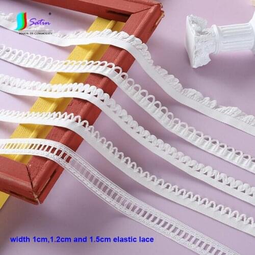 Mini Width 10mm to 15mm Underwear Skirt Wedding Dress Decoration White Hollow Wave Style Hole Elastic Lace