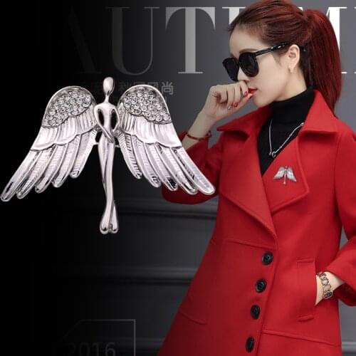 I-Remiel Fashion Womens and Mens Crystal Angel Wings Brooch Pin for Coat Suit Shirt Collar Decoration Clothing & Accessories