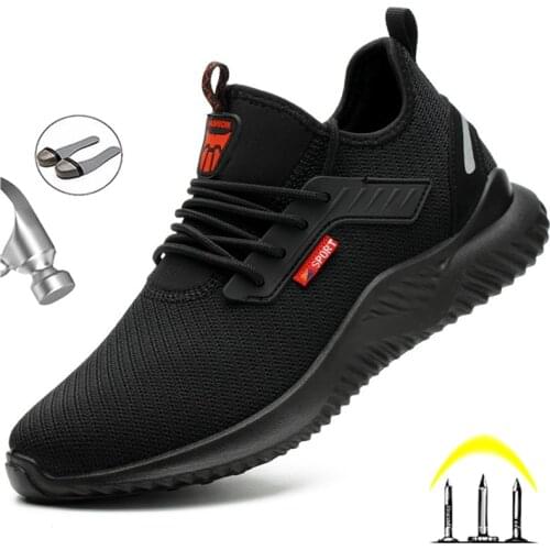 Fashion Work Sneakers Male Indestructible Safety Shoes Men Work Boots Steel Toe Shoes Light Men Boots Anti-piercing Work Shoes