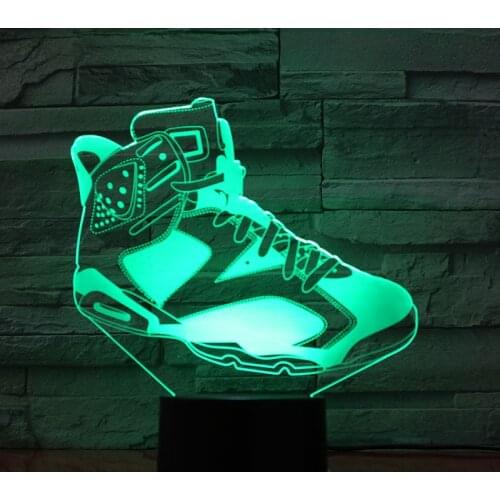 Sneakers 3D Desk Lamp LED Night Light USB Nightlight Color Changing Atmosphere Party Club Home Decor Gift for Basketball Fans