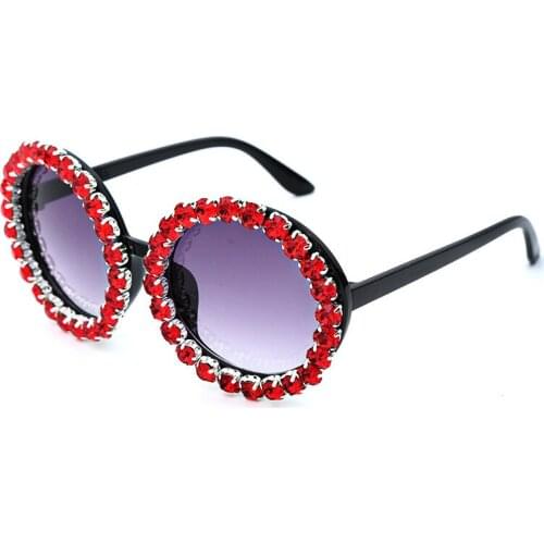 2021 New Luxury Round Frame Diamond-studded Ladies Sunglasses Colorful Retro Personality Trend Goggles Beach Gafas De Sol Mujer