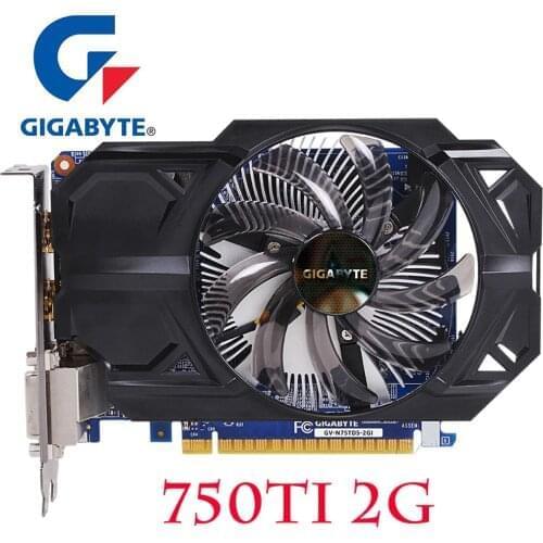 Original GIGABYTE GTX 750Ti 2GB Video Cards 128Bit GDDR5 Graphics Card for nVIDIA Geforce GTX750 Ti 2G Hdmi Dvi VGA Cards Used