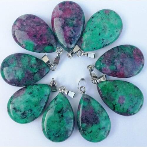 Wholesale natural epidote stone pendants Charms water drop pendant for Necklaces jewelry making Free shipping 50PCS/lot