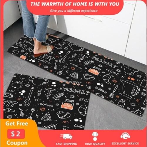 Cooking Printed Kitchen Mats Non-slip Absorption Bathroom Carpets Bedroom Hotel Hallway Belcony Floor Entrance Mat Home tapis