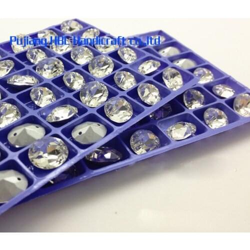 18pcs 10x12mm Rivoli Crystal Sew on buttons clear color round Sew-on bling crystal beads Garment Accessories