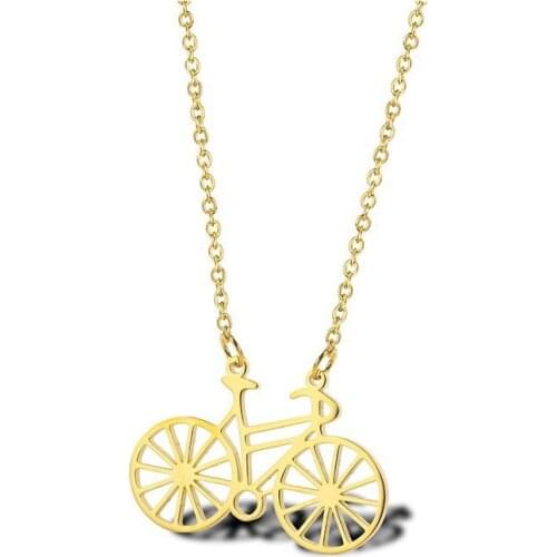 RIR Stainless Steel Gold Bicycle Necklace Bike Pendant Necklace Women Dainty Bike Necklaces Jewelry For Women