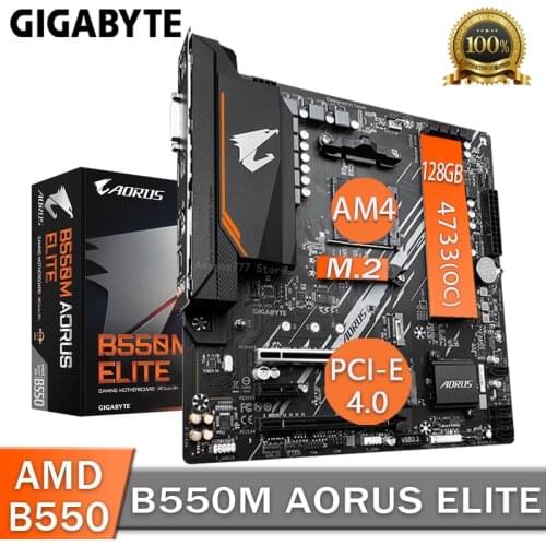 Socket AM4 Gigabyte B550M AORUS ELITE Motherboard AMD Ryzen CPU DDR4 128GB DDR4 M.2 SSD DVI Overlocking AMD B550 Placa-Mãe AM4