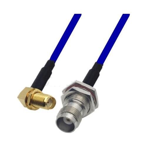 Blue Soft RG142 Double Shielded SMA Female Right Angle to TNC Female Bulkhead Connector RF Coaxial Cable 50ohm