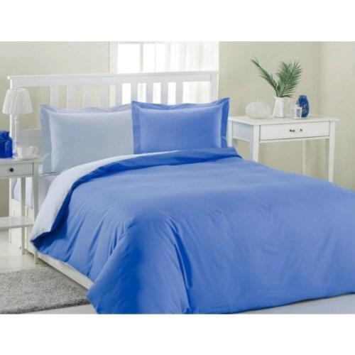 Blue Plain Solid Duvet Cover Set Cotton 4 Pcs Queen Double Full Size Bedding Bed Linens