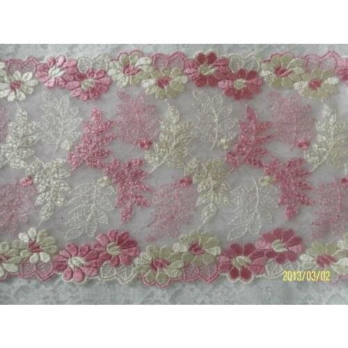 Somelace 17cm wide Silk Pink Yellow hit color embroidery DIY lace clothing accessories clothing ornaments scarf accessories