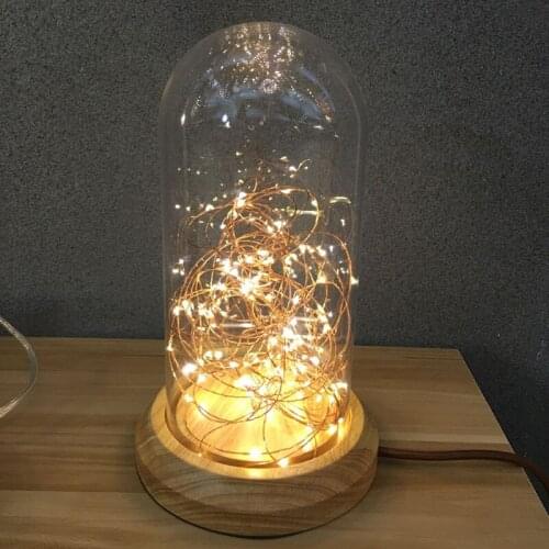 Nordic modern wood table lampbedroom bedside lamp glass cover stars table lamp D15*H28CM