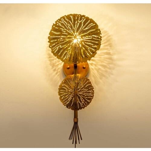 Creative Gold Lotus Leaf Wall Lamp Luxury Art Deco for Home Living Room Bedroom Mirror Light Sconce Led Fixtures Indoor Lighting