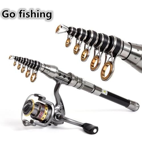 1.5m 1.8m 2.1m 2.4m Super Mini Fishing Rod Spinning Carbon Fiber Telescopic Pole Carp Feeder Travel Rock Shore Rod Reel Set