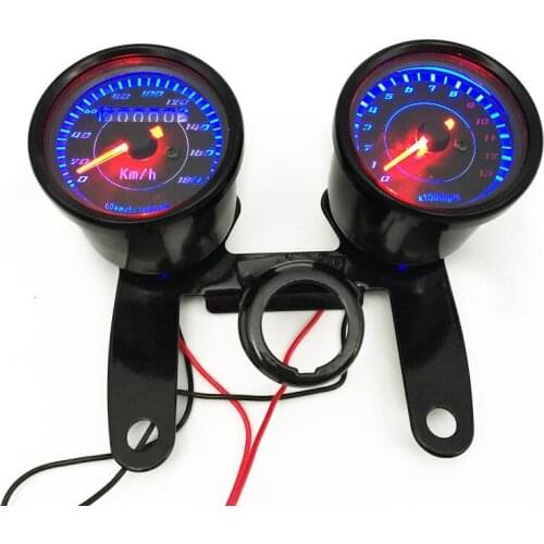 Universal Motorcycle LED Tachometer Km/h Speedometer Odometer with Bracket Dual Instrument For Honda GN125 CM125 WY125 cbt125