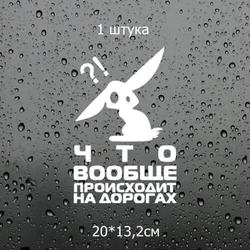Vinyl Car Sticker What Is Happening on The Roads? Rabbit Auto Stickers 20cm*13cm
