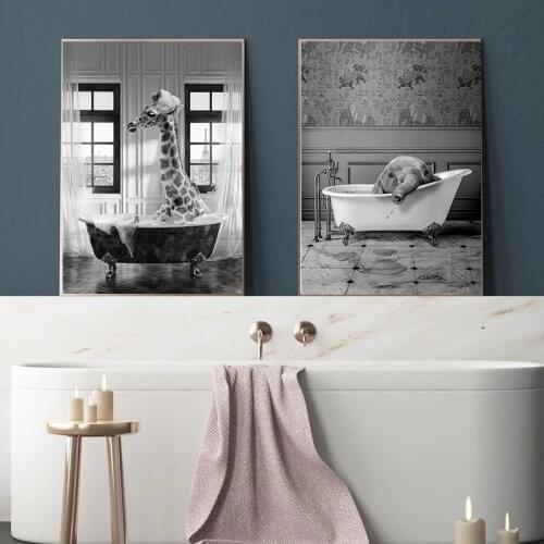 Vintage Animal Print Funny Toilet Wall Art Cloakroom Poster Retro Gothic Steampunk Bathroom Wall Pictures Canvas Painting Decor