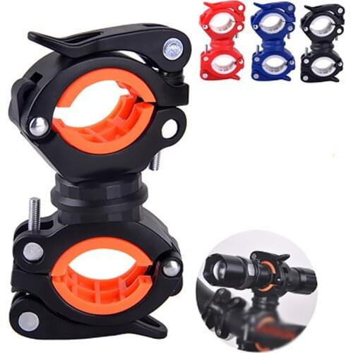 Rotatable Bicycle Light Holder Universal MTB Road Bike Flashlight Clip Mount Double Holder LED Front Head Lamp Mount four Colors