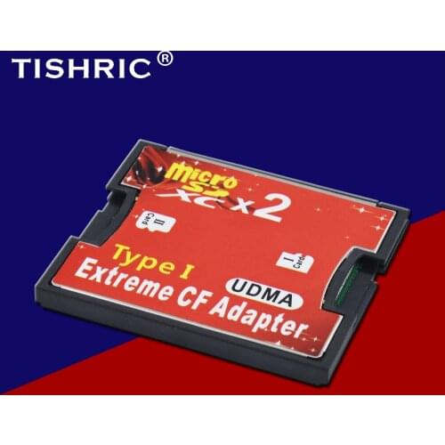 TISHRIC High Quality Dual Micro SD TF to CF Adapter For MicroSD SDHC SDXC Compact Flash Type I Memory Card Reader Converter