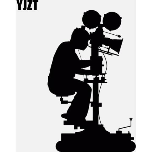 YJZT 9.3CM*14.9CM Personality Cameraman Movie Camera Vinyl Black/Silver Car Sticker C22-0836