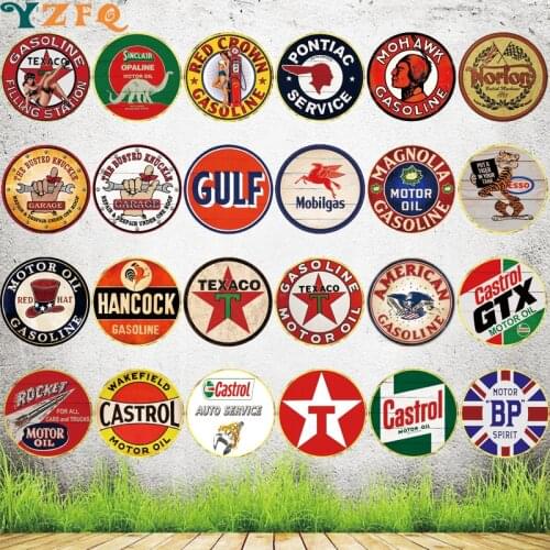 【YZFQ】Motor Oil Round Metal Sign Irregular Plate Wall kitchen Cafe Bar Home Art Man Cave Vintage Decoration 30CM YY-0025